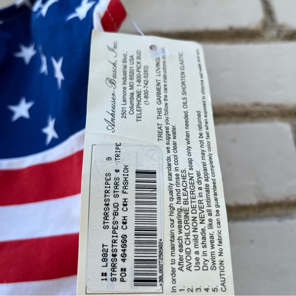 Vintage Deadstock Budweiser Flag Print Crop Tankini Swim Top - Size 9 - Picture 10 of 10